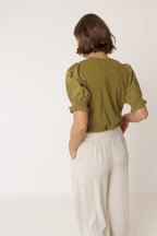 Balloon Sleeve T-Shirt - Khaki