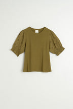 Balloon Sleeve T-Shirt - Khaki
