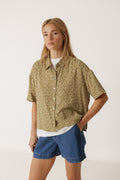 Oversize Block Print Shirt - Khaki