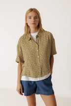 Oversize Block Print Shirt - Khaki