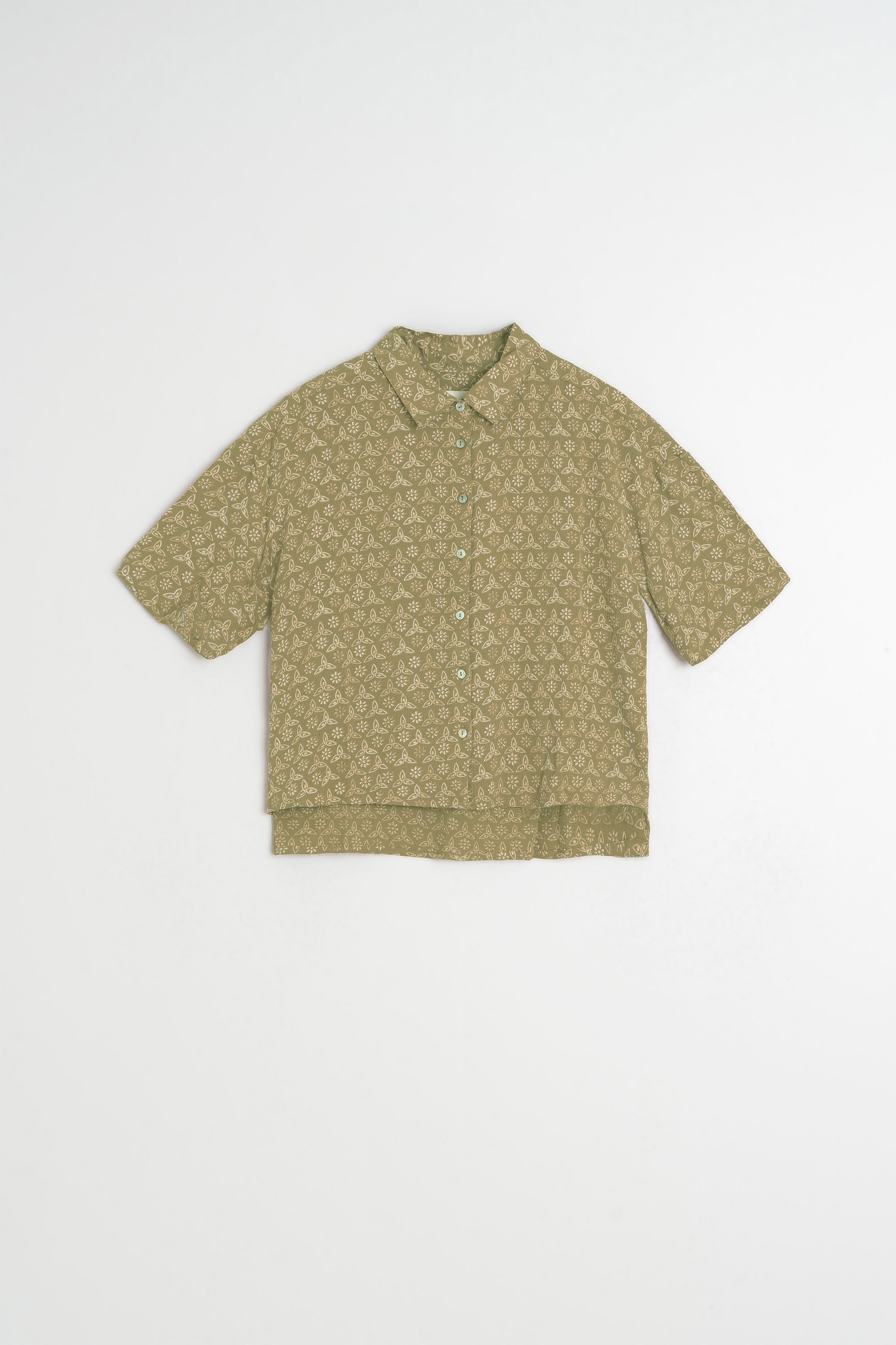Oversize Block Print Shirt - Khaki