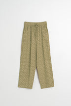 Pantalón Fluido con Estampado Blockprint - Caqui