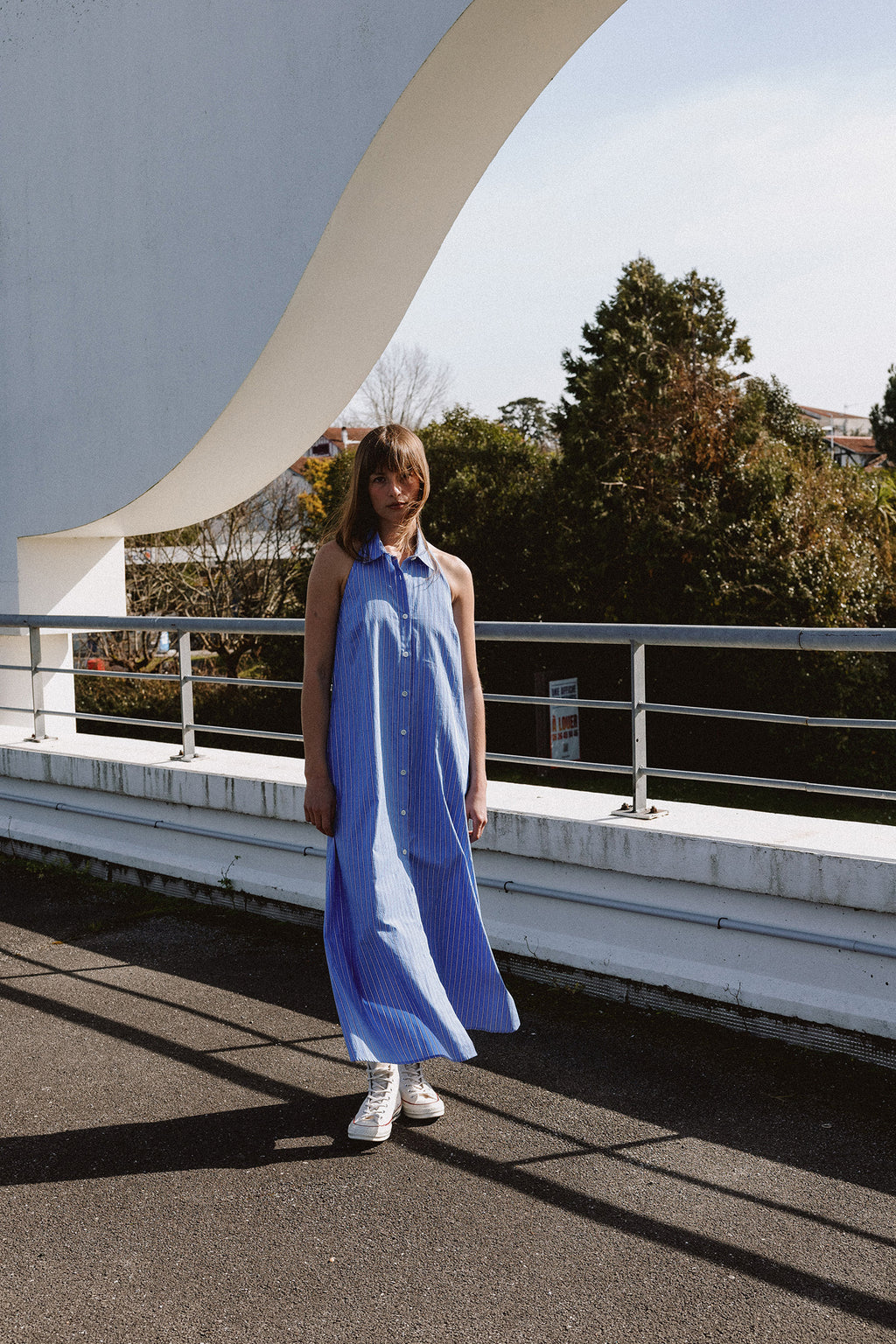 Long Backless Dress - Blue