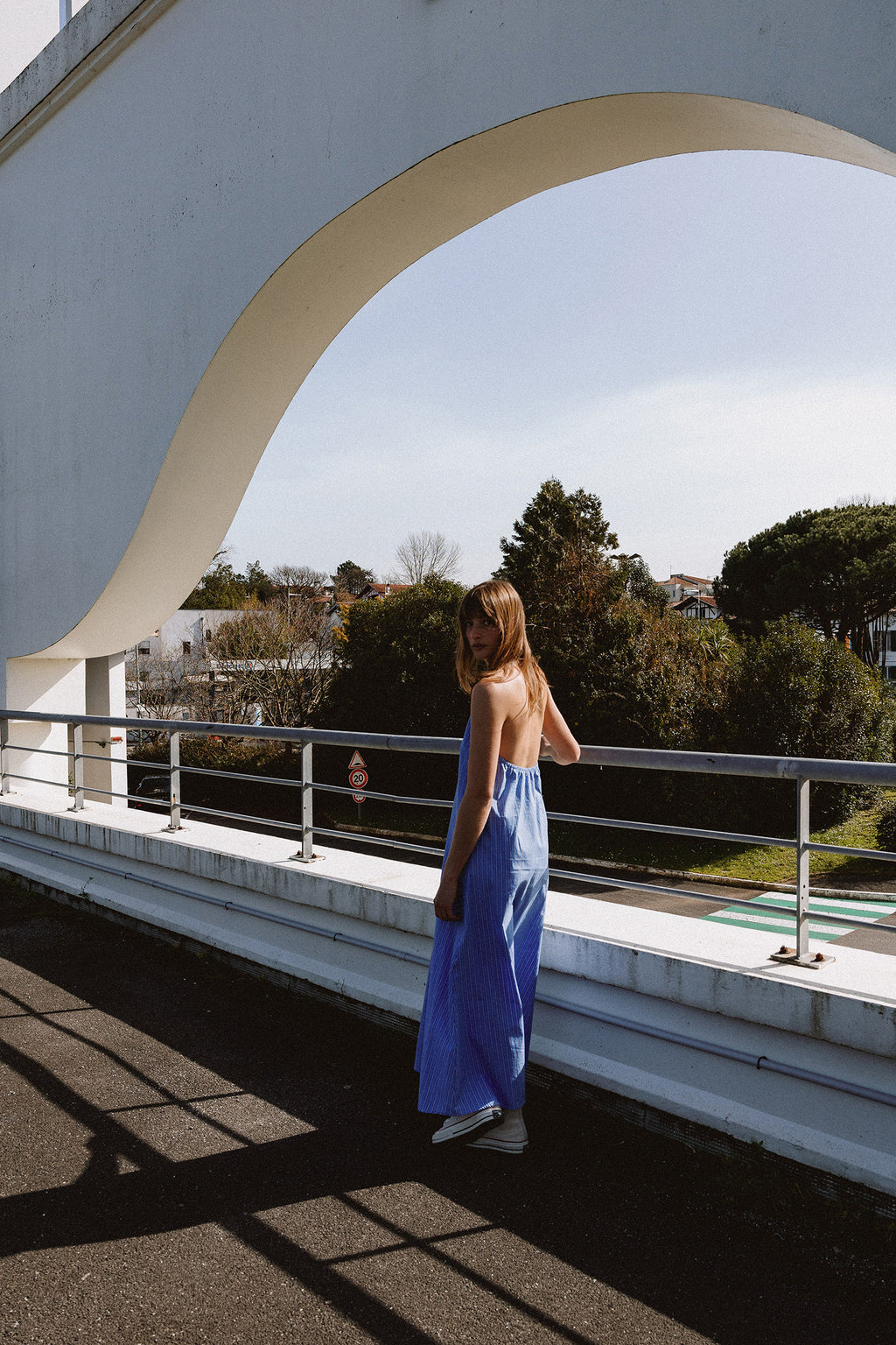 Long Backless Dress - Blue