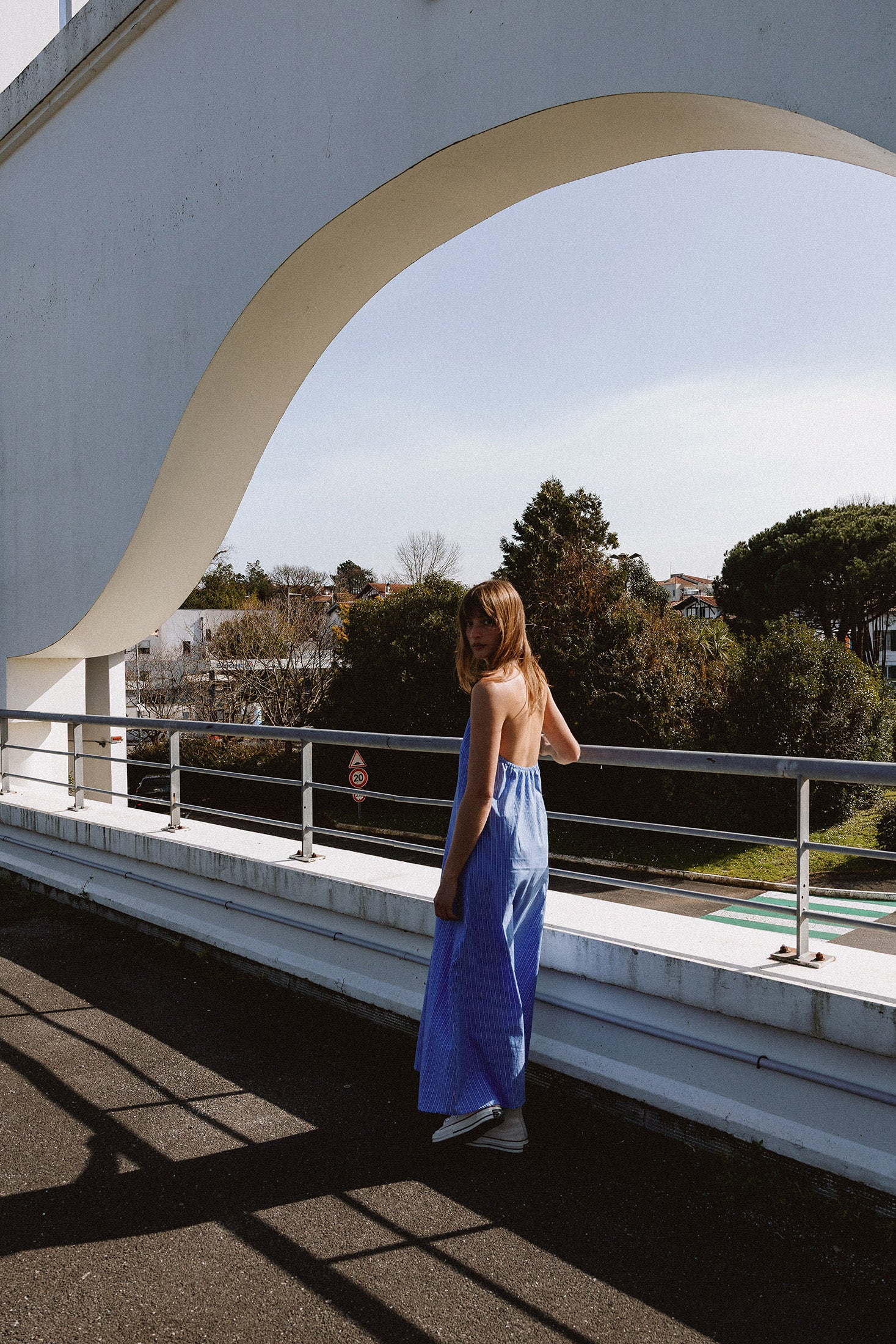 Long Backless Dress - Blue