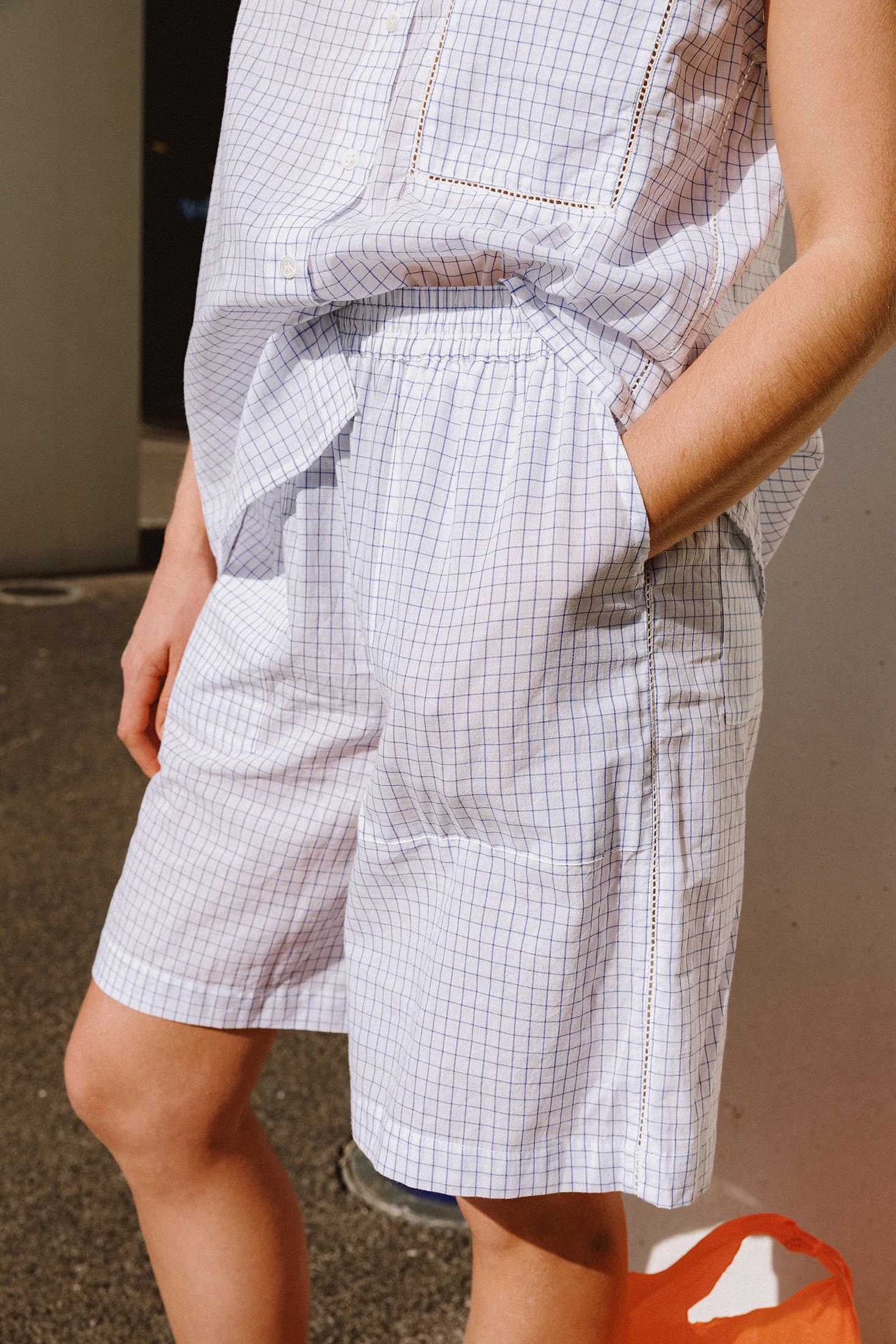 Long Poplin Bermuda Shorts - Ink