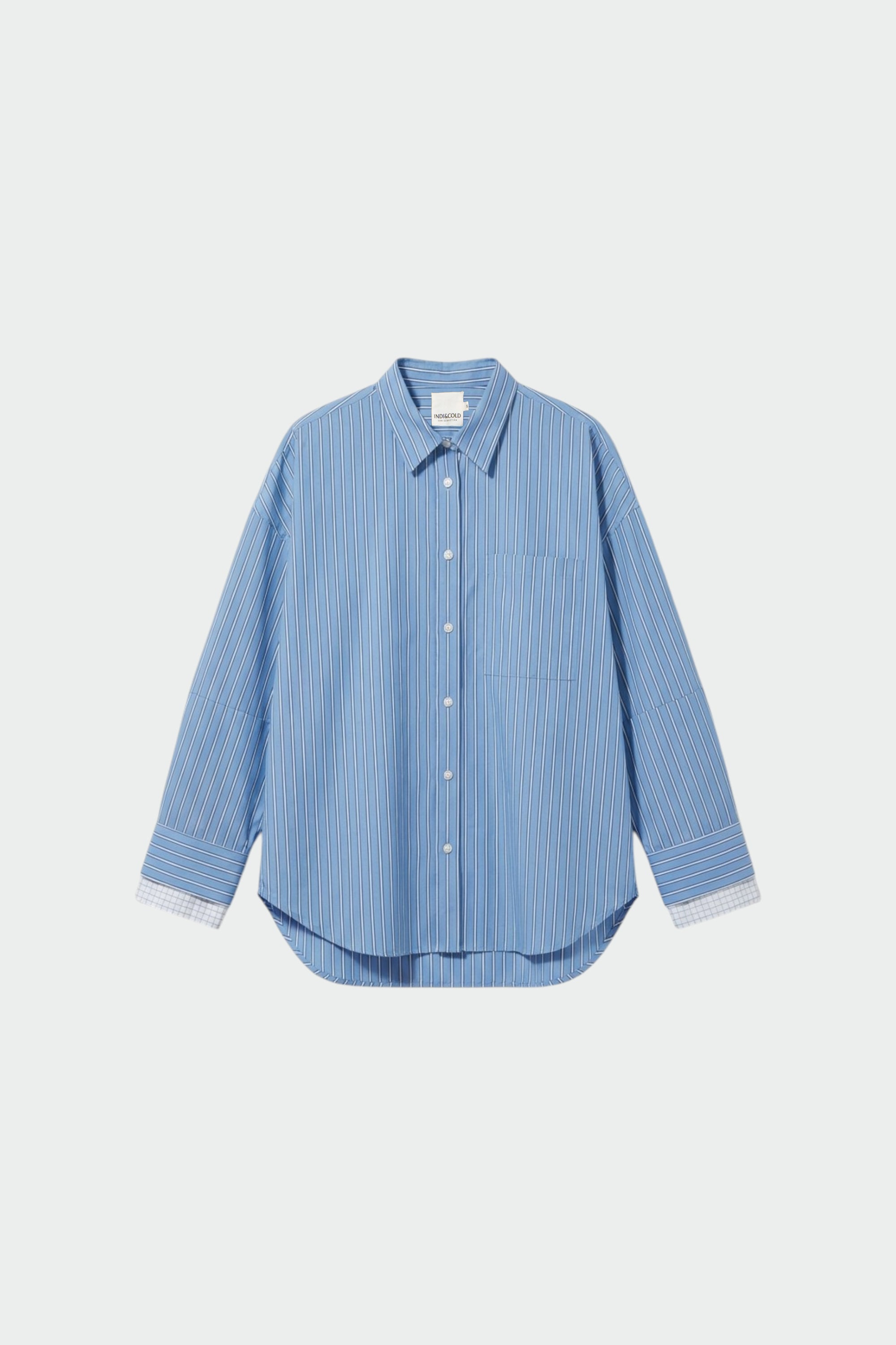 Chemise Oversize Rayée En Popeline - Bleu