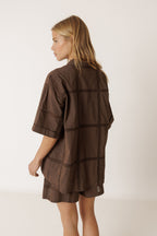 Poplin and Lace Shirt - Chocolate
