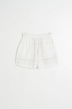 Short de Popelina y Encaje - Blanco