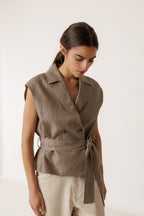 Linen Waistcoat - Tobacco