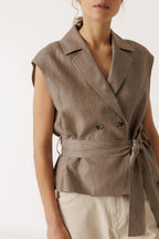 Linen Waistcoat - Tobacco