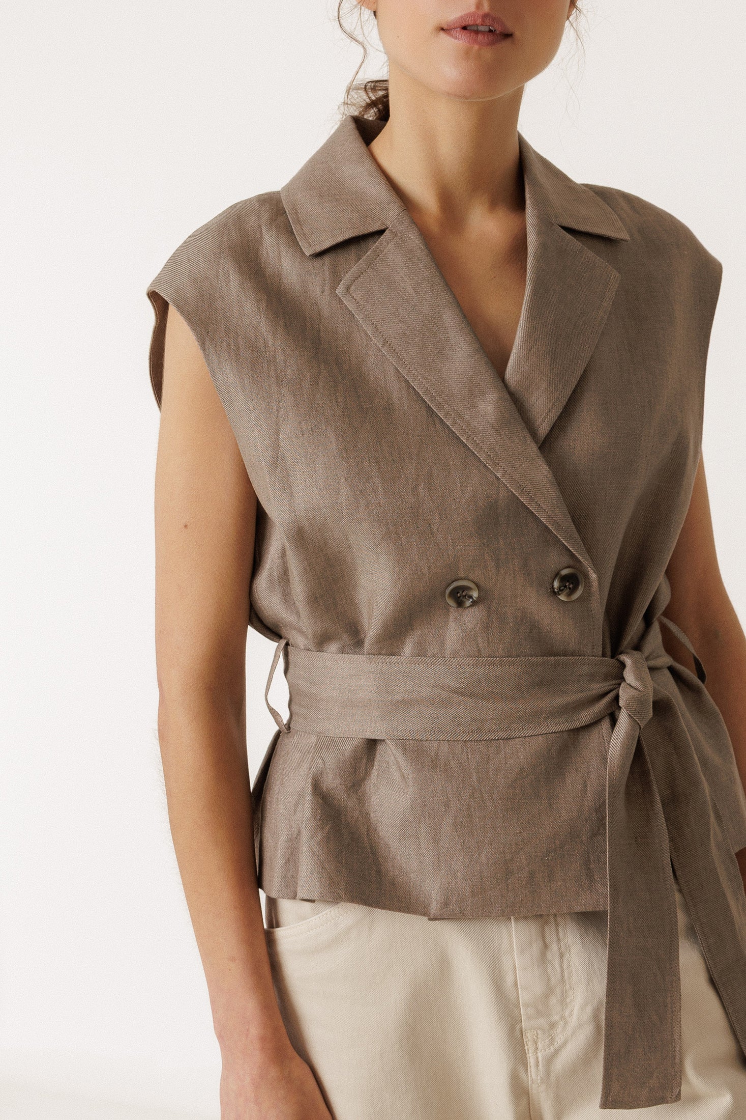 Linen Waistcoat - Tobacco