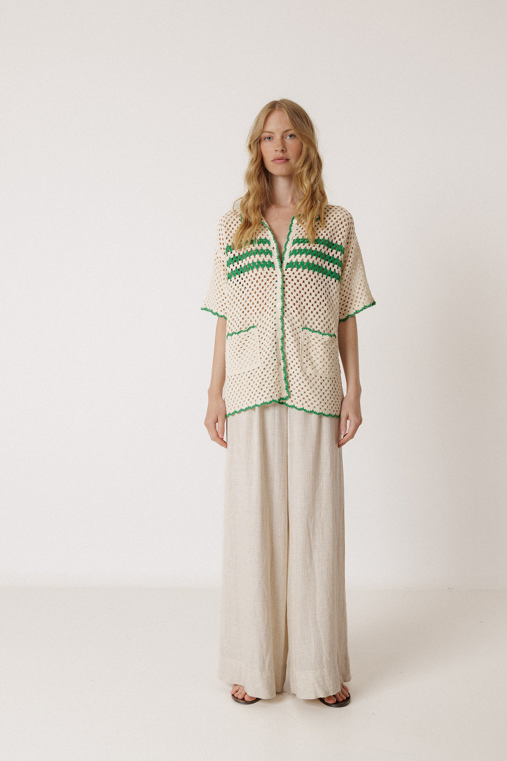 Retro Crochet Shirt - Green