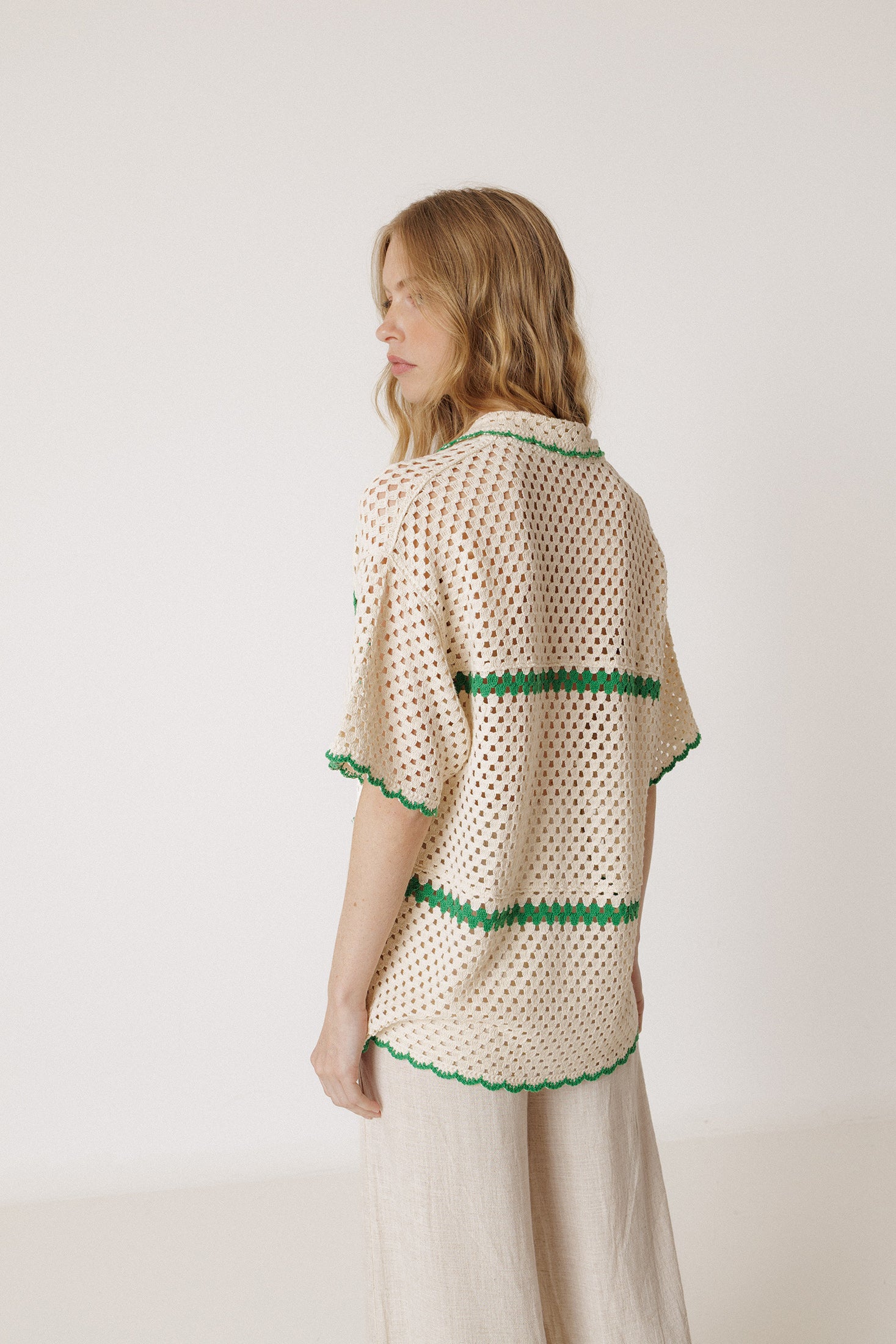 Retro Crochet Shirt - Green