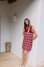 Crocheted Mini Dress - Red