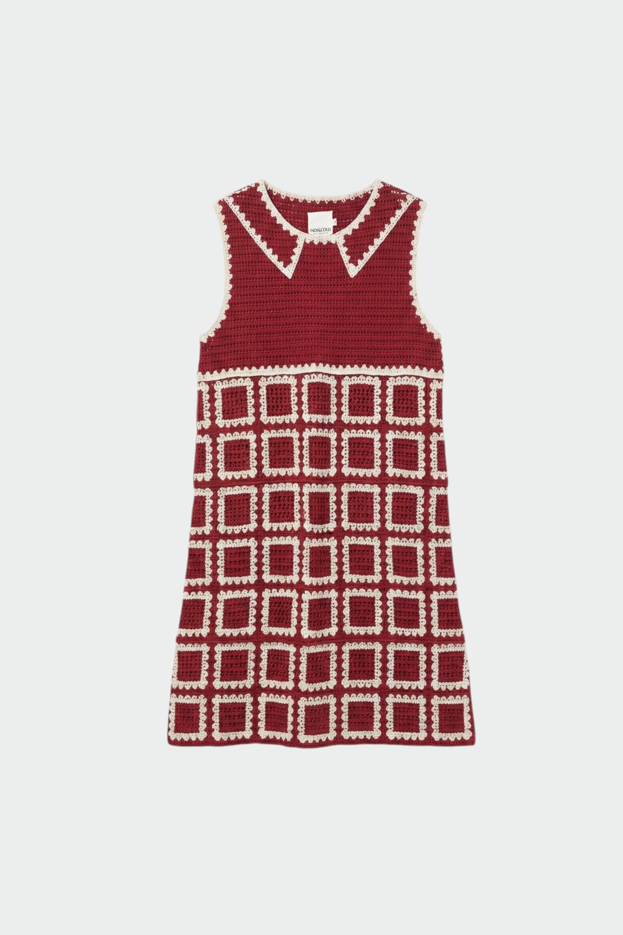 Crocheted Mini Dress - Red