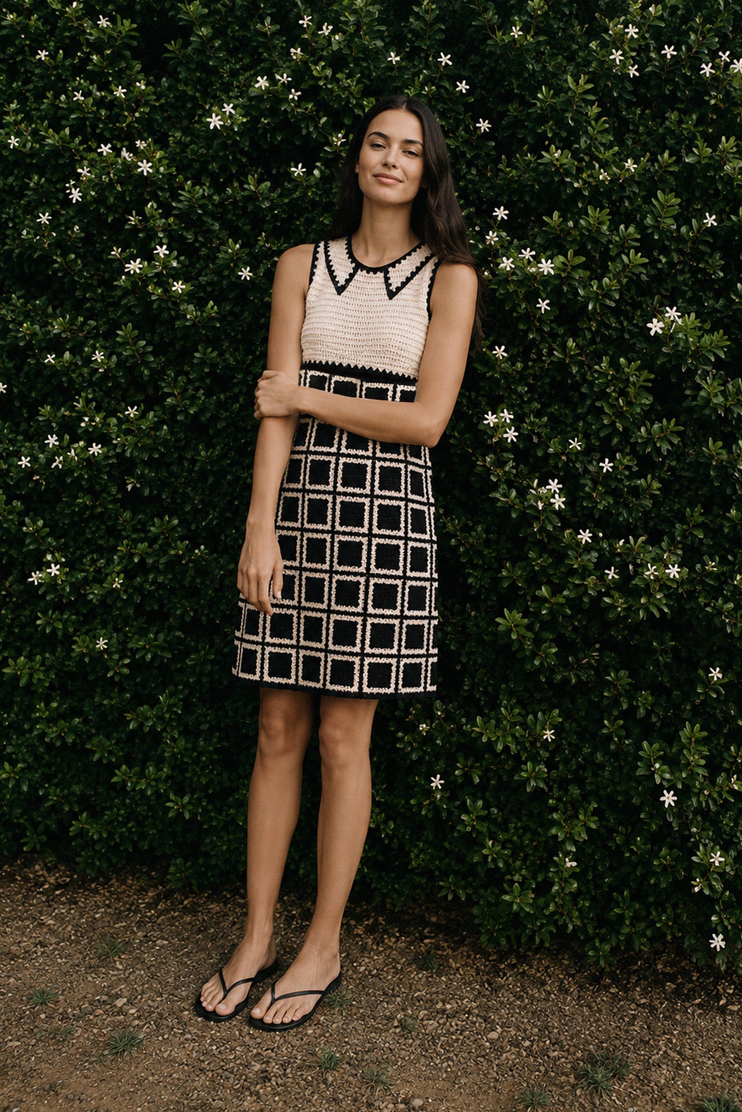 Crocheted Mini Dress - Black