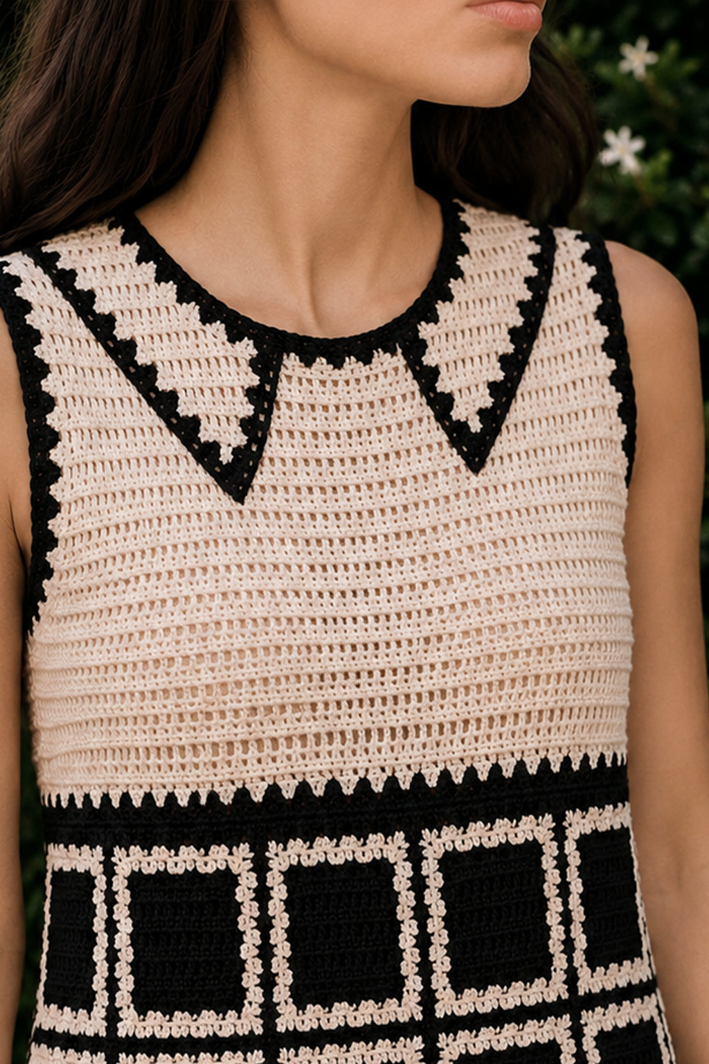 Crocheted Mini Dress - Black