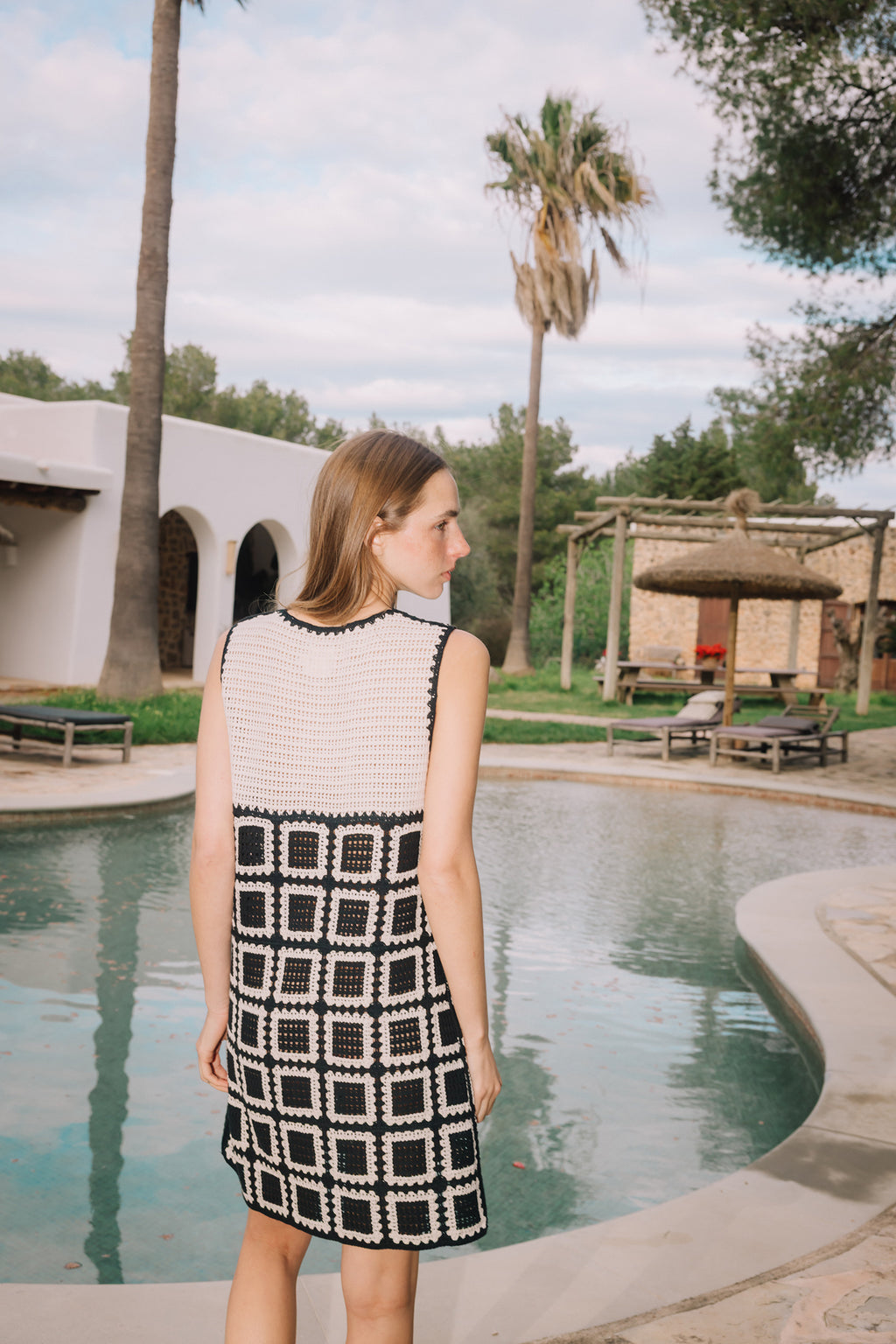 Crocheted Mini Dress - Black