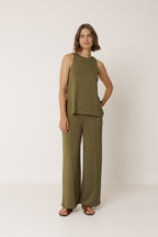 Fluid Modal Trousers - Khaki