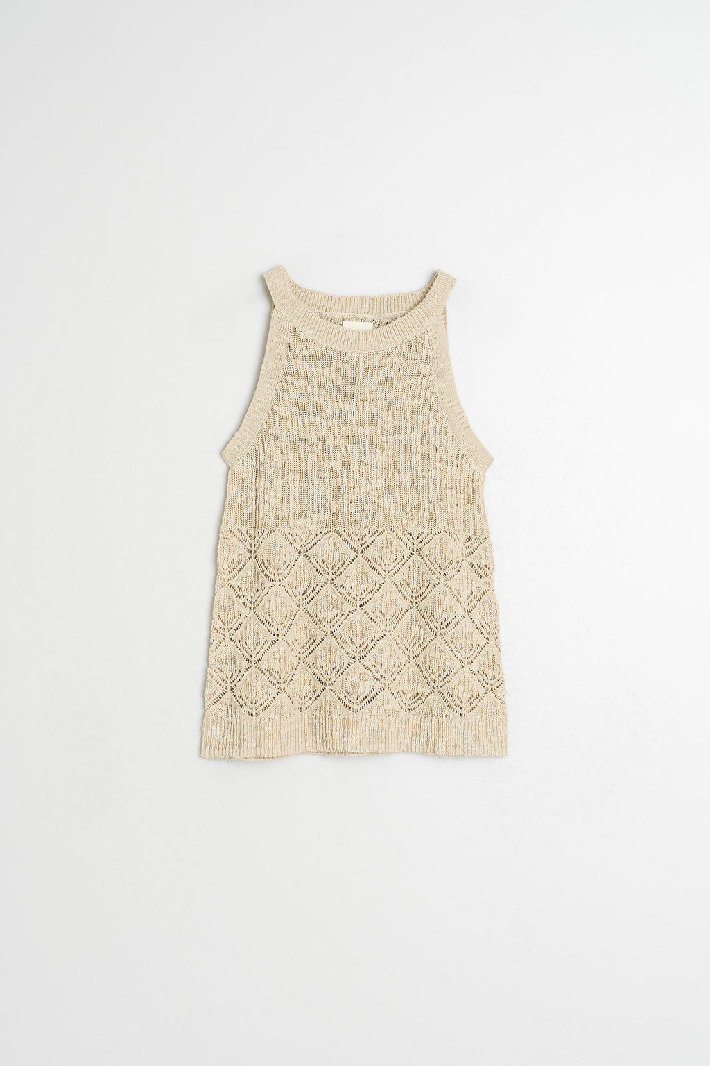 Openwork Knit Top - Beige