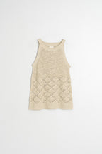 Openwork Knit Top - Beige