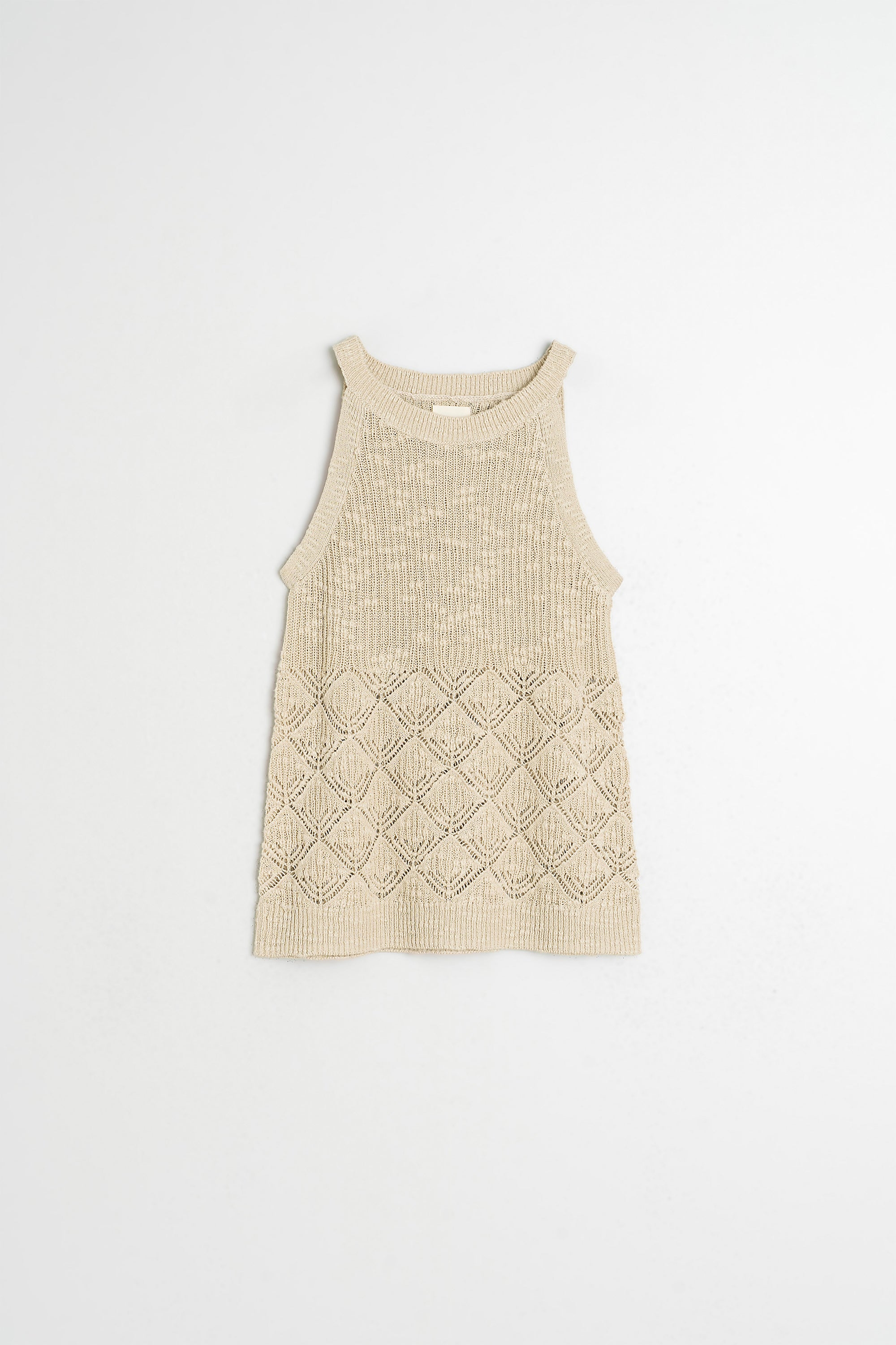 Openwork Knit Top - Beige