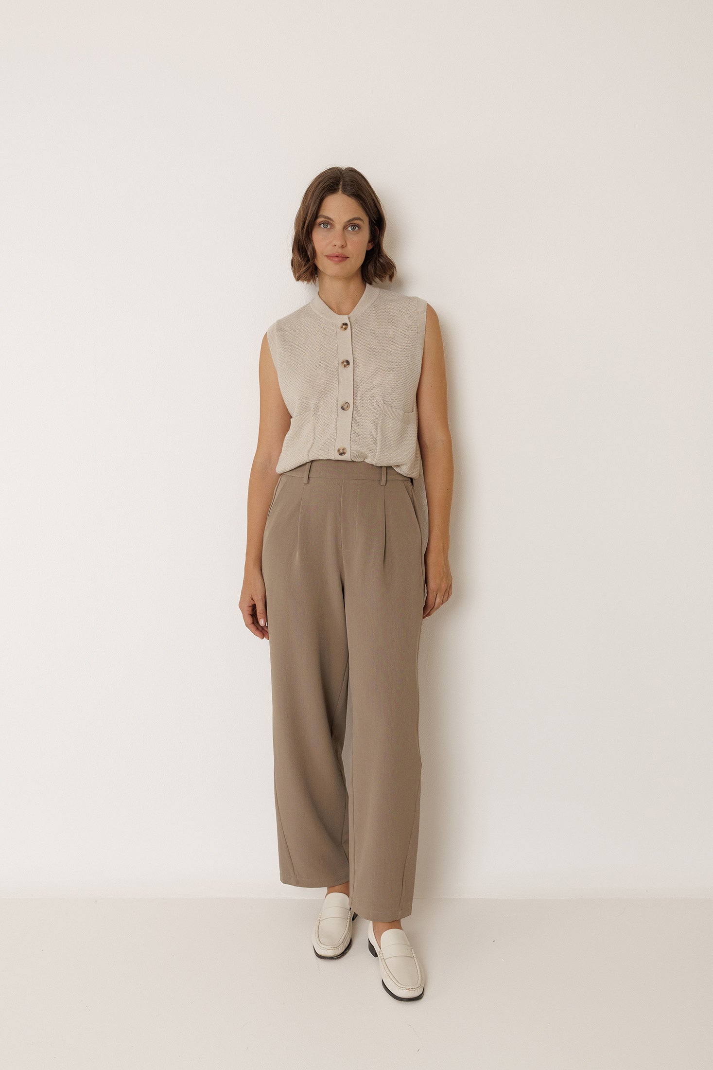 Seed Stitch Waistcoat - Beige