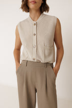Seed Stitch Waistcoat - Beige