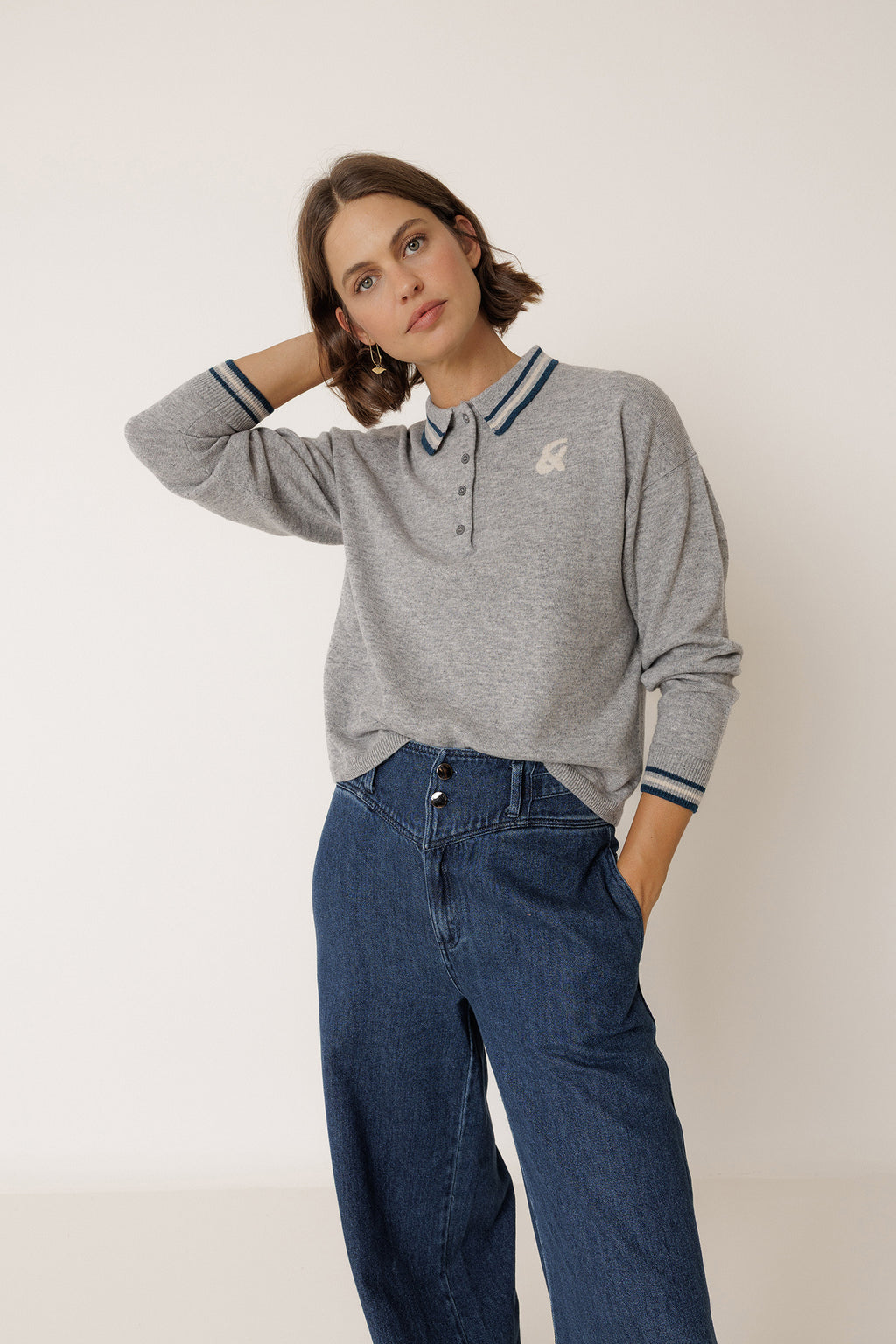 Jersey de cuello polo - Gris jaspeado