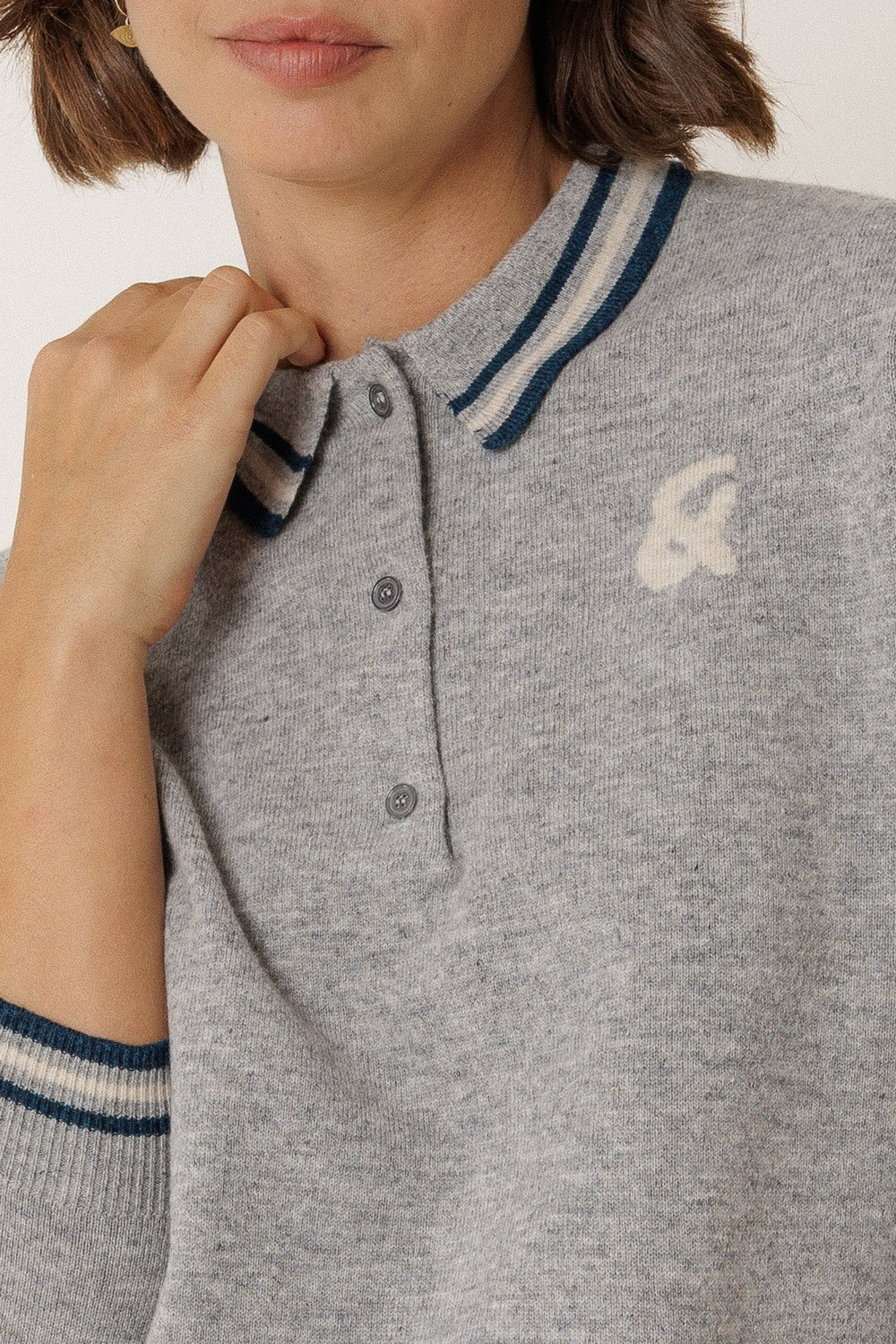 Jersey de cuello polo - Gris jaspeado
