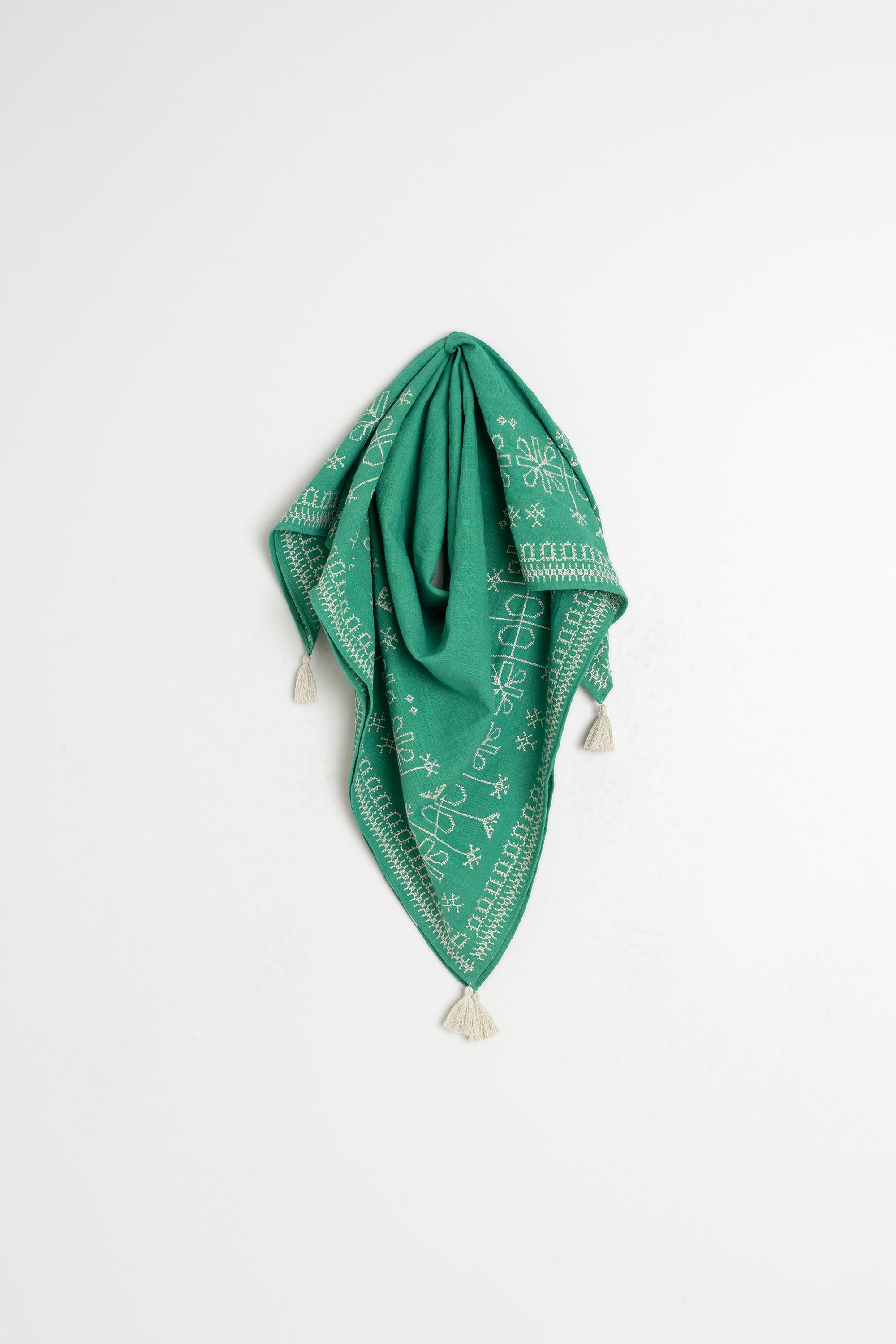 Écharpe À Broderie Ethnique - Vert