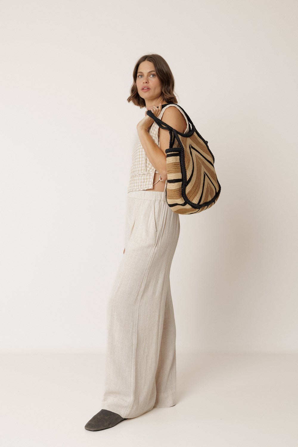Herringbone Tote Bag - Black