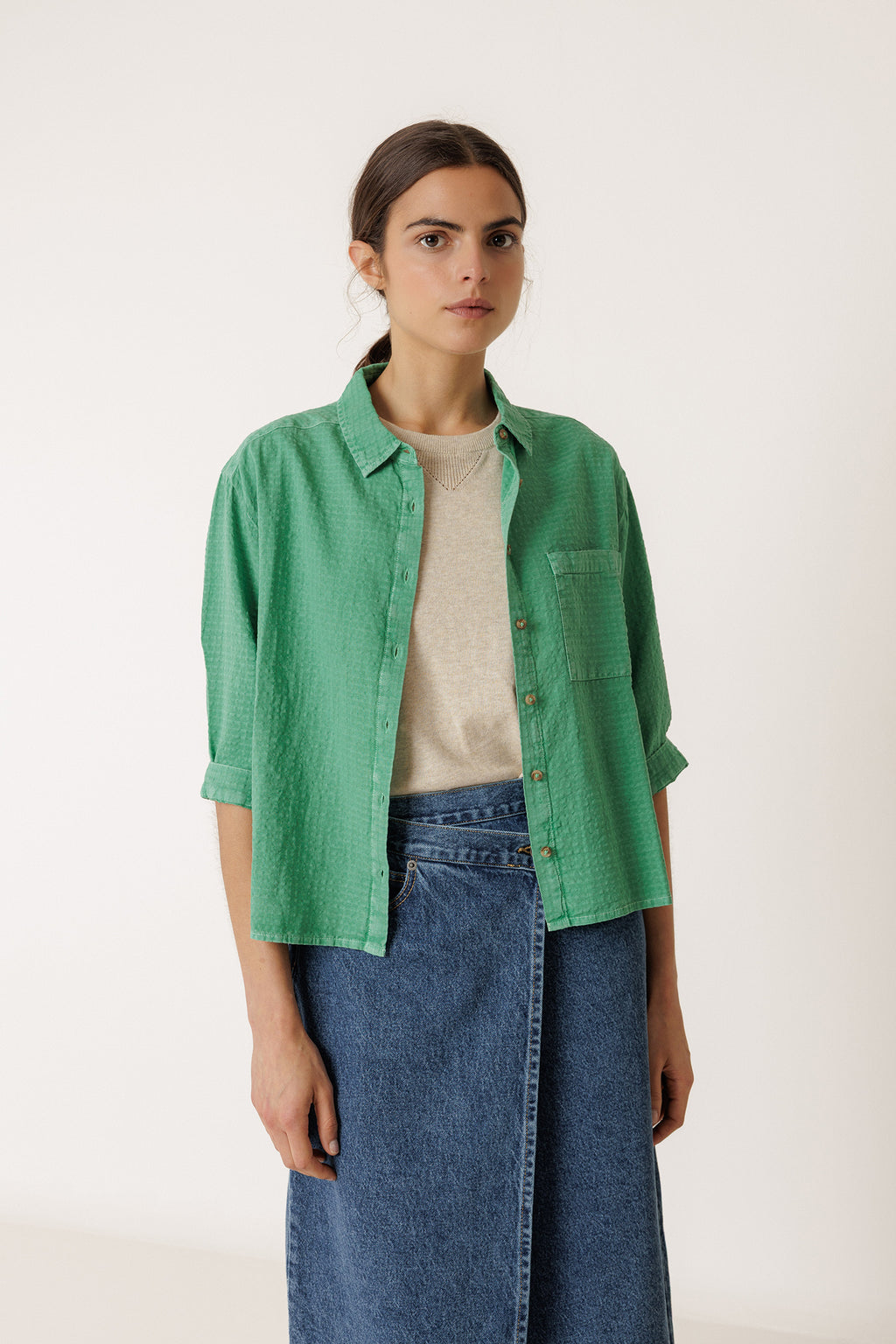 Oversize Combined Shirt - Green