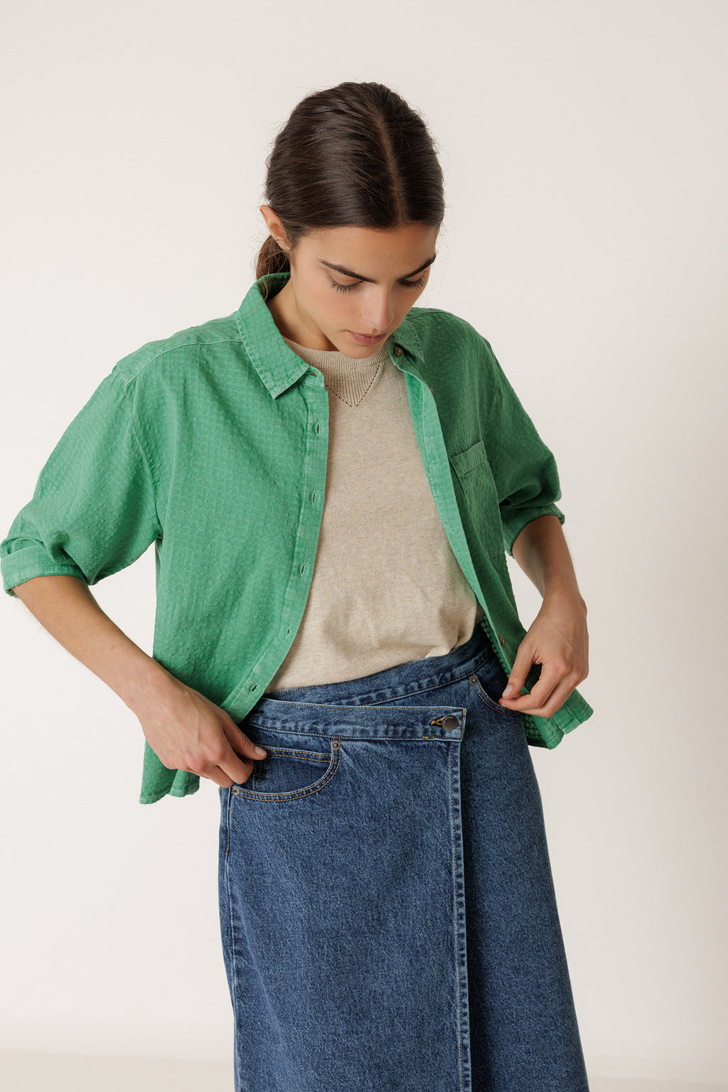 Oversize Combined Shirt - Green