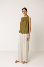 Combined Embroidered T-Shirt - Khaki