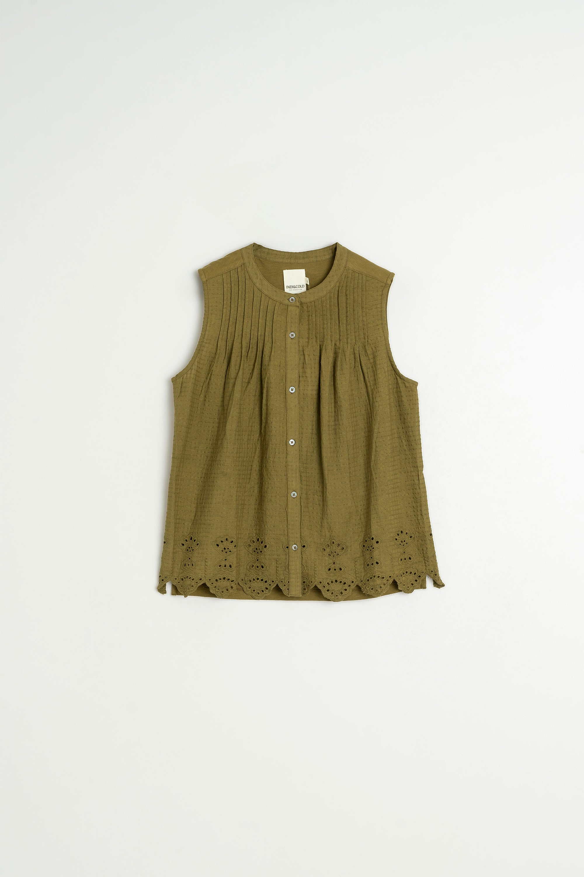 Combined Embroidered T-Shirt - Khaki