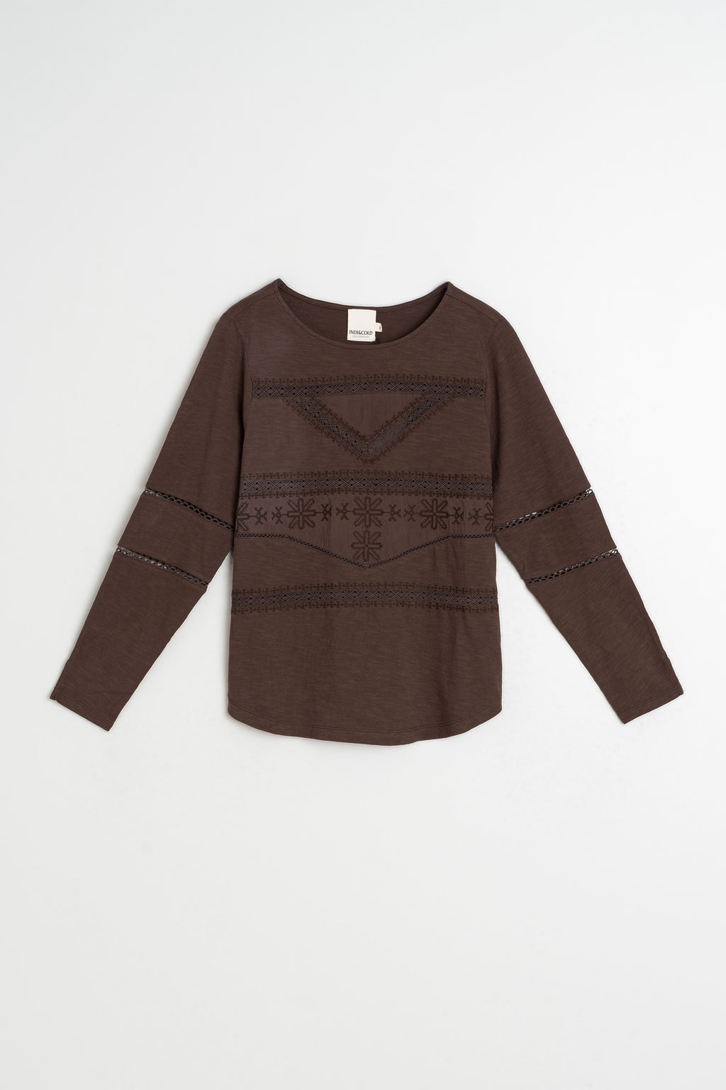 Camiseta Romántica Combinada - Chocolate