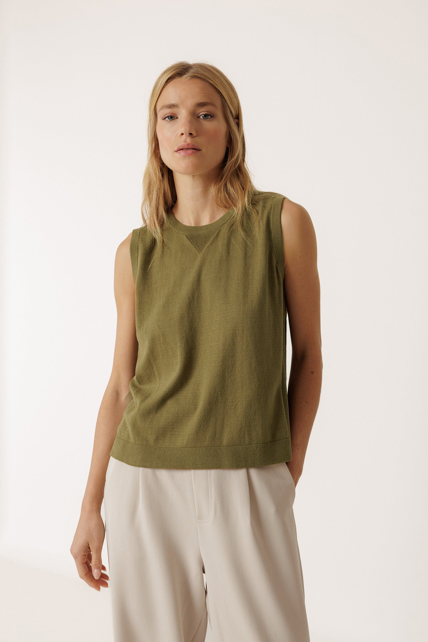 Gilet En Coton Biologique - Kaki