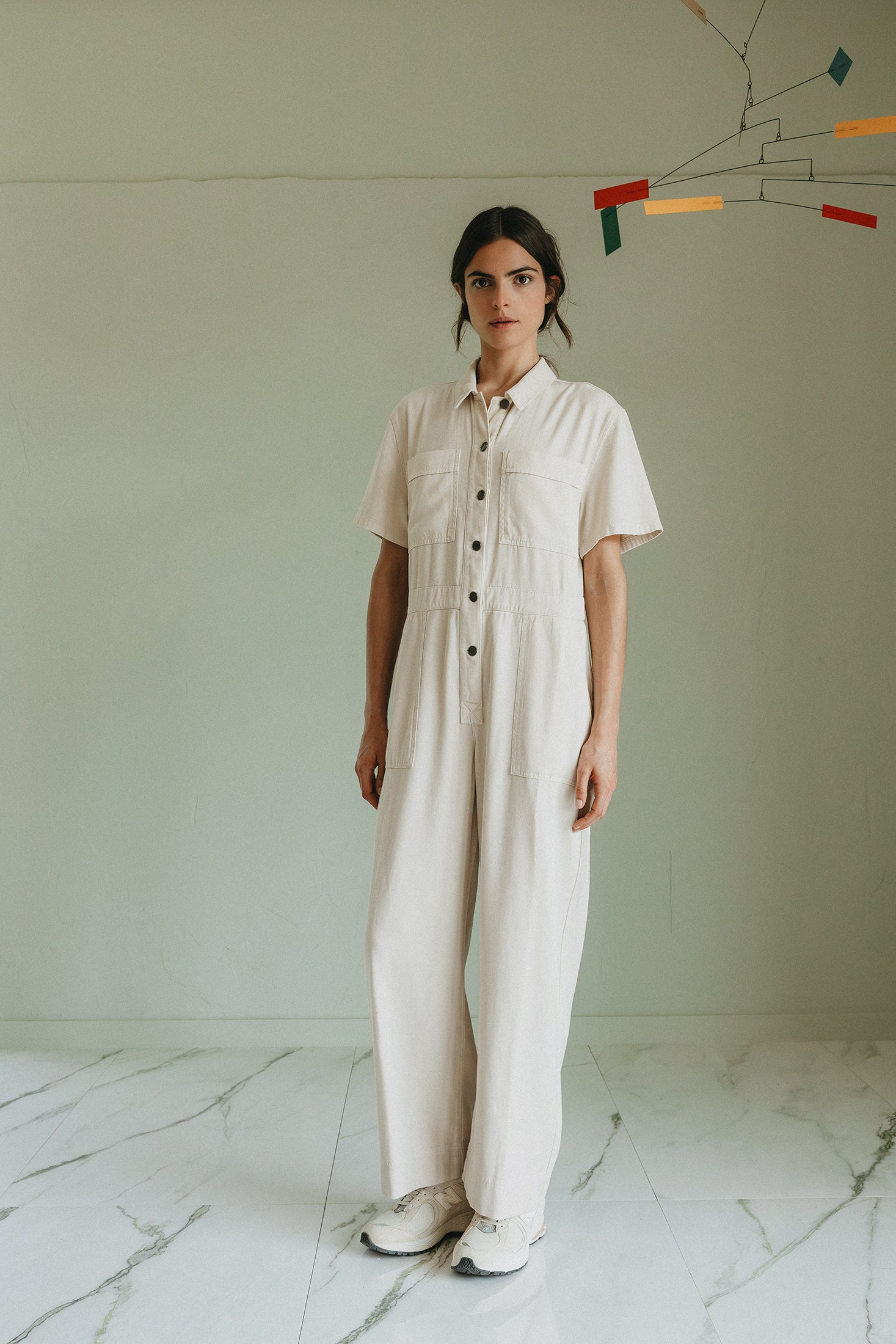 Fluid Jumpsuit With Pockets - Stone