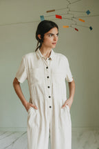 Fluid Jumpsuit With Pockets - Stone