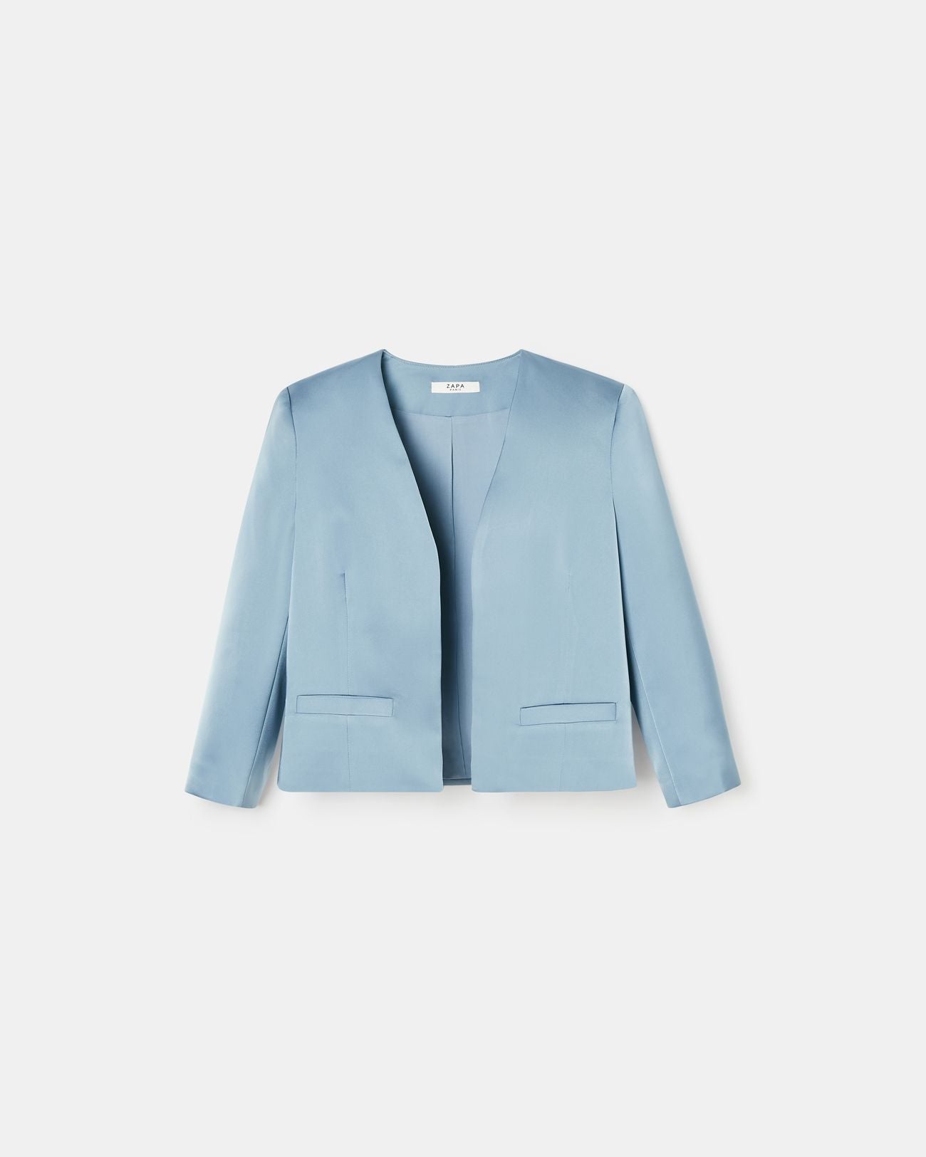 Short blue satin jacket_5