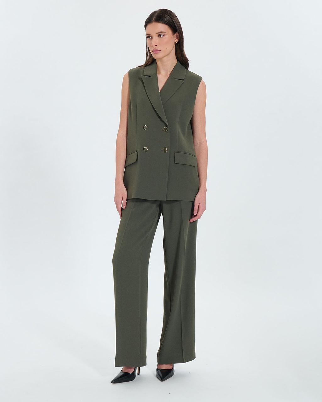 Army crepe sleeveless jacket_3