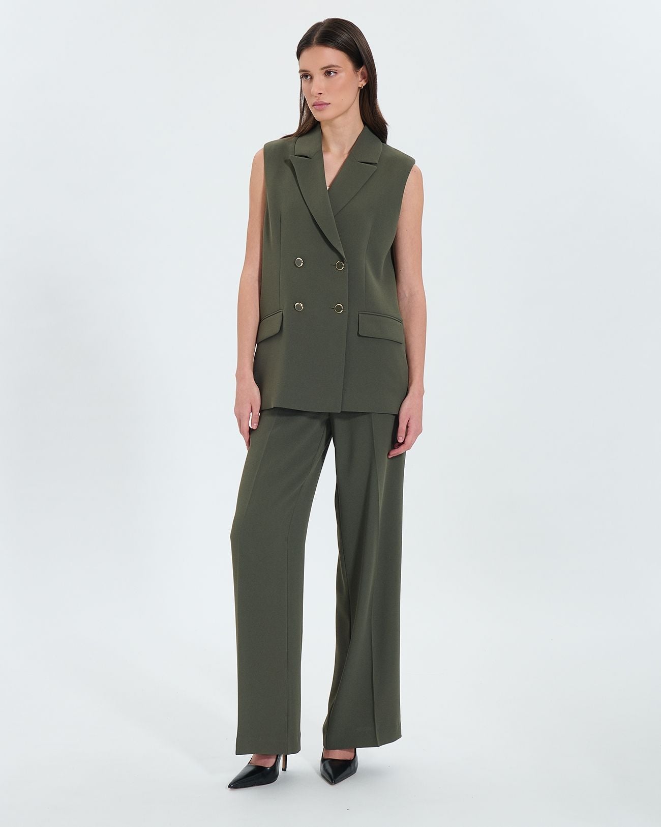 Army crepe sleeveless jacket_3