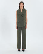 Army crepe sleeveless jacket_5