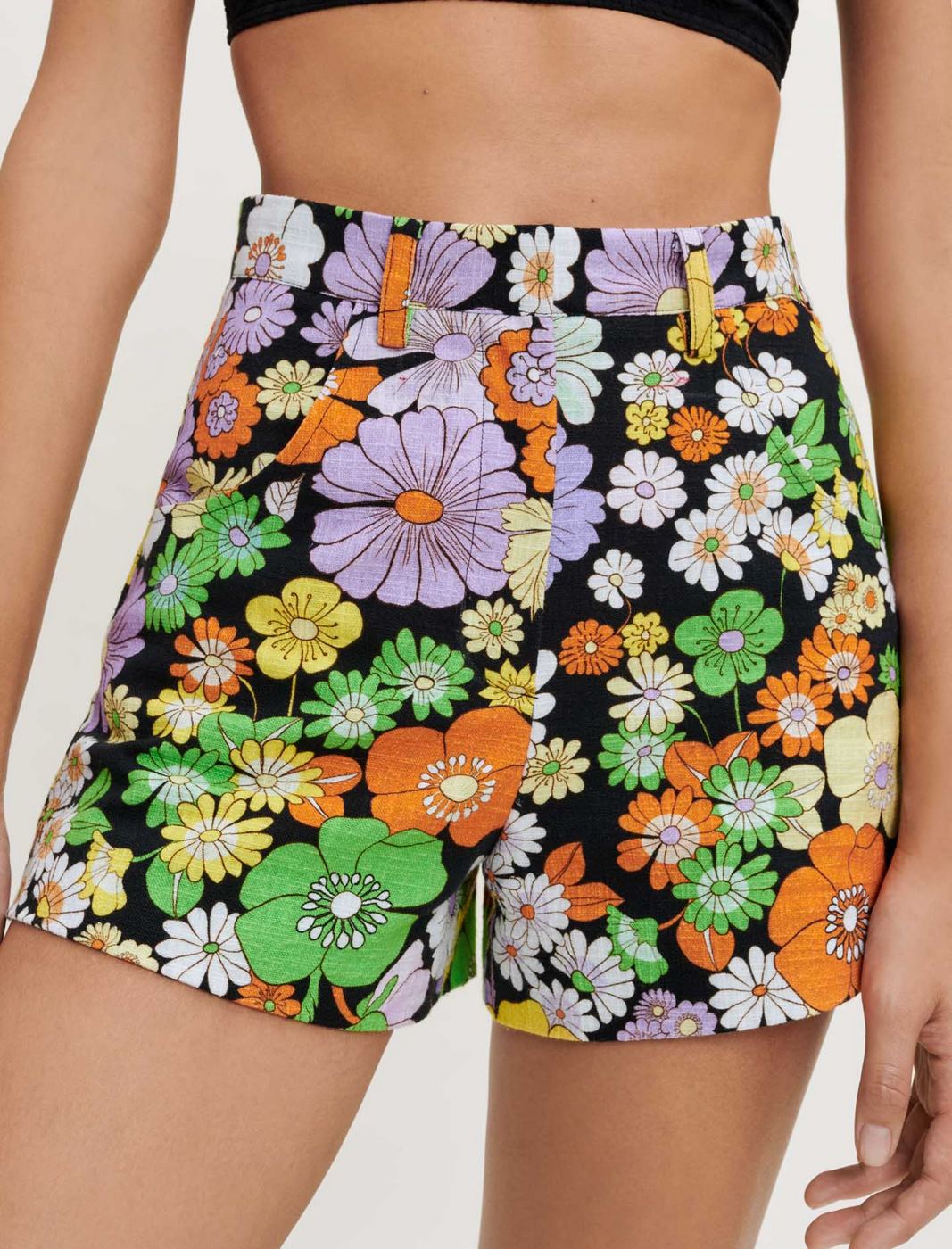 Short Iseven - Flower Power Noir