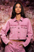 Veste Jeans - Strass Rose