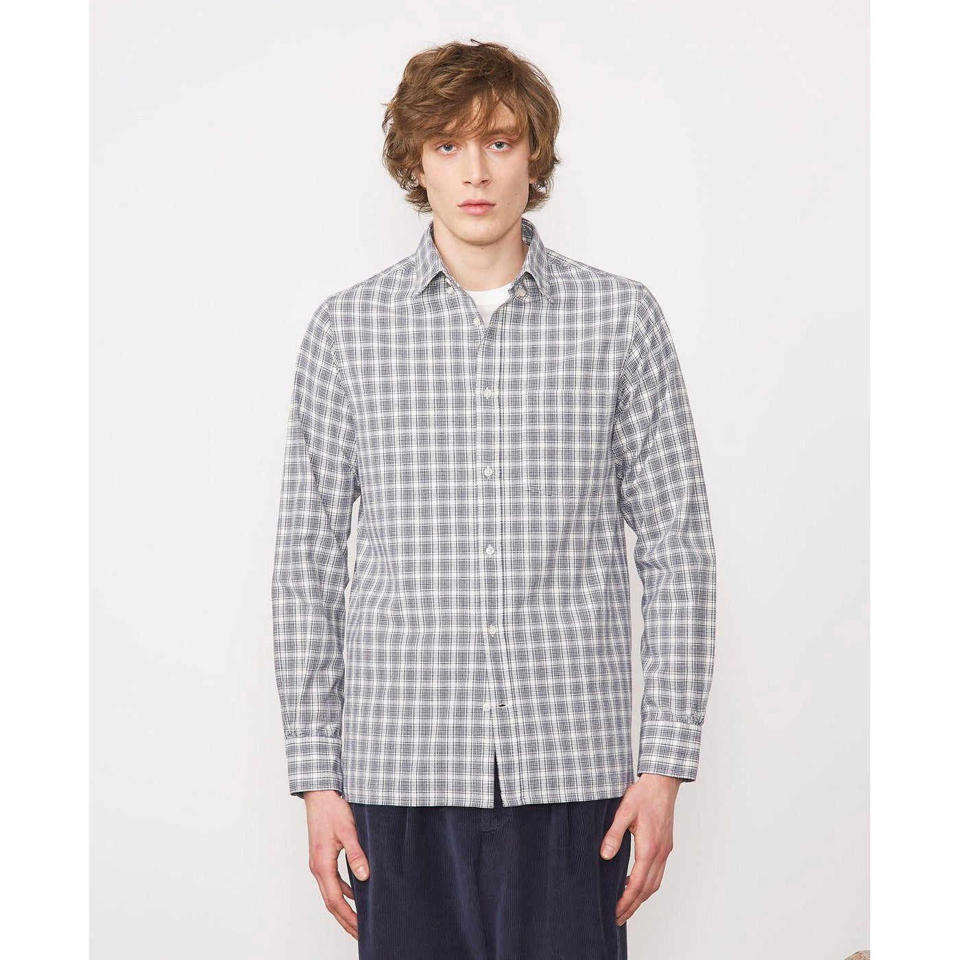 Chemise Arsene Organic Cotton Check - White/Navy