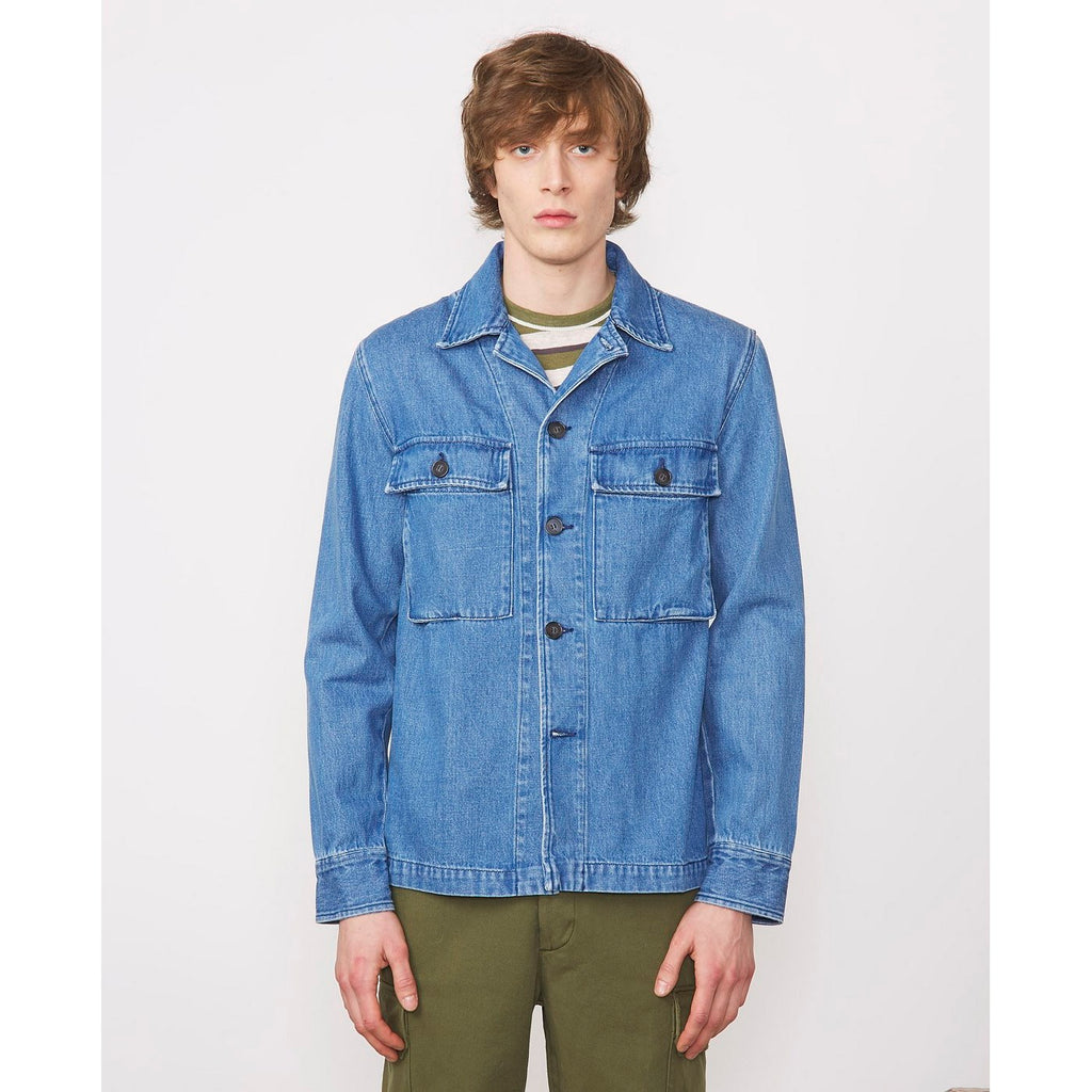 Sur Chemise Swan Overshirt Cotton Denim - Mid Blue