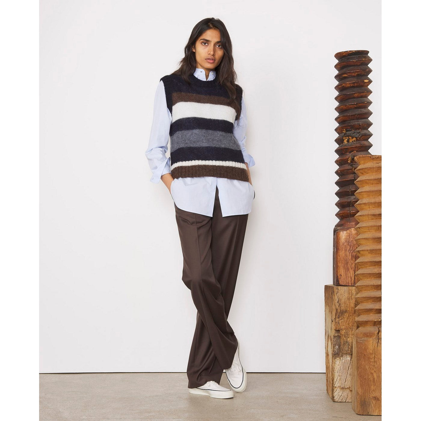 Tlg Pants Ilenia Pts Itl Fresco Wool - Brown